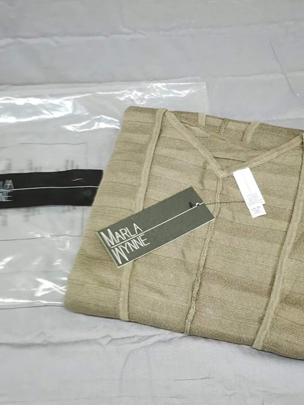 Marla Wynne Womens 3X Cardigan Sweater Olive Gray Open Front Kimono Pockets